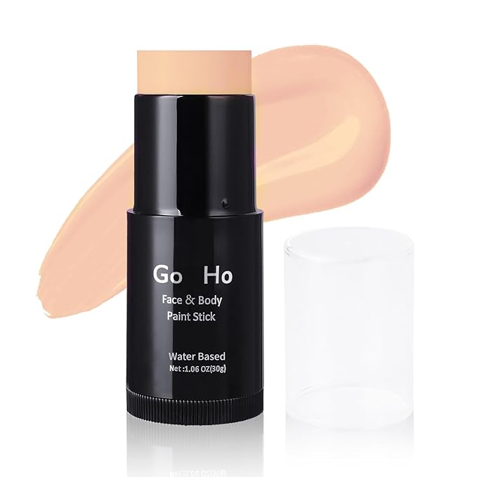 Go Ho Pastel Orange Face Body Paint Stick,Water Based Washable Foundation Eye Primer Stick,Non-toxic Full-coverage Cream Body Paint for Halloween SFX Makeup