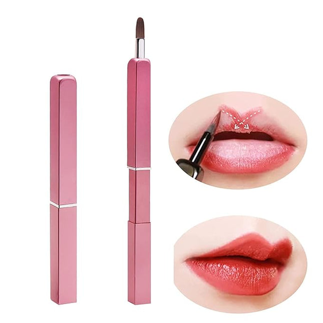 Exquisite Professional Lip Brush Applicators-Retractable Lipstick Brushes- Lipstick Gloss Makeup Brush Tool For Women and Girls (Pink)