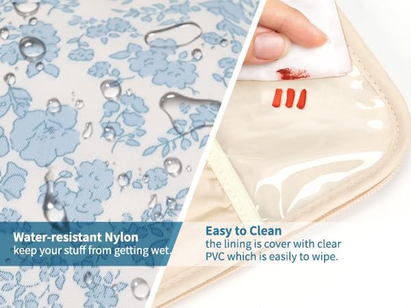 Small Makeup Bag, Travel Make Up Pouch, Floral Cosmetic Organizer Case for Women, Cute Toiletry Bag with Portable Handle