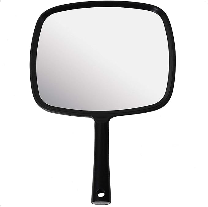 MIRRORVANA Hand Mirror with Ergonomic Handle - Handheld Mirror for Makeup, Home Haircuts, Dental and Barber Use, 8” x 11” (Black)