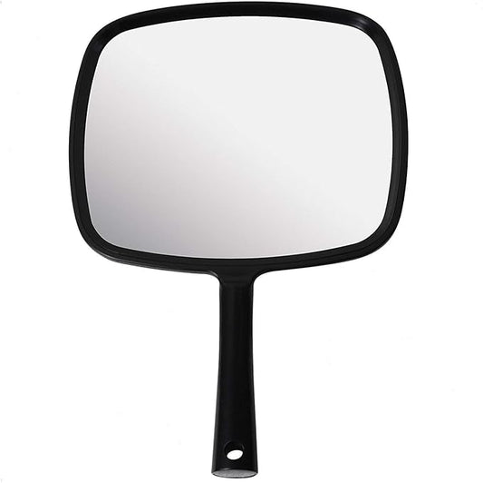 MIRRORVANA Hand Mirror with Ergonomic Handle - Handheld Mirror for Makeup, Home Haircuts, Dental and Barber Use, 8” x 11” (Black)