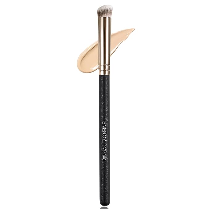 ENERGY Under Eye Concealer Brush Mini Flat Angled Kabuki for Concealing Blending Setting Buffing with Powder Liquid Cream Cosmetics Vegan Makeup Brush