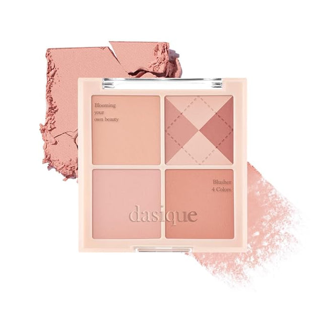 Dasique Blending Mood Cheek 04 Beige Knit l Vegan, Cruelty-Free l 4 Blendable Shades in Lightweight, Long-lasting, Smooth Powder