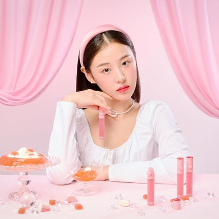 YNM Heart Jelling Tint, PAPAYA JELLING, Silicone Lip Brush Included, K-Beauty, Non-Sticky, Moisturizing, Smudge-Proof, Korean Lip Tint, Long-Lasting, Vivid Color, 0.09 oz