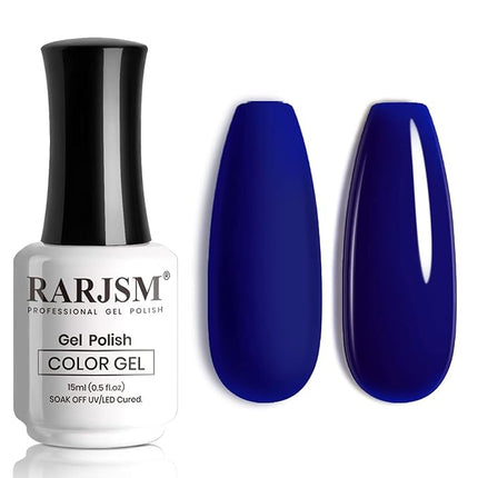 RARJSM Dark Navy Blue Gel Nail Polish, 15ML Royal Blue Nail Polish, Soak Off LED UV Lamp Gel Polish Lacquer for Starter Home DIY & Salon Nail Art Manicure