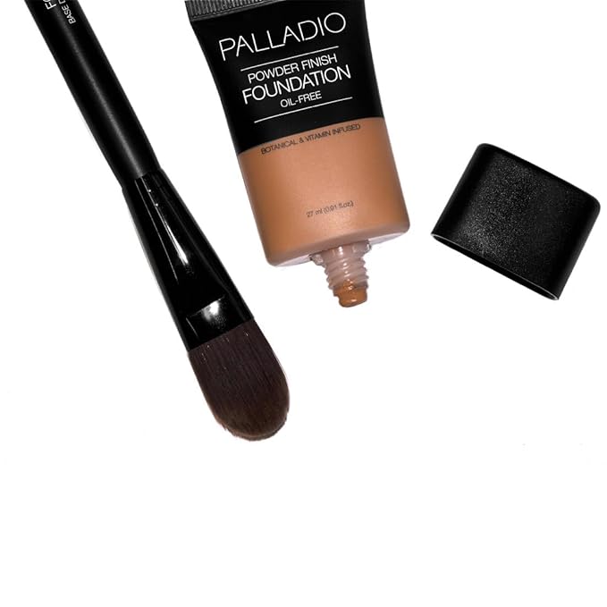 Palladio Foundation Brush, Flat Tapered Brush, Liquid and Cream Foundations, Flawless Blending, Smooth Finish, Synthetic Natural Bristles, Soft Feel, Comfortable Grip, Professional Application