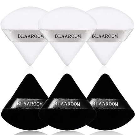 6 Pieces Soft Triangle Powder Puff Face Makeup Velour for Loose Powder Mineral Powder Body Powder Wet Dry Cosmetic Foundation Sponge Makeup Tool
