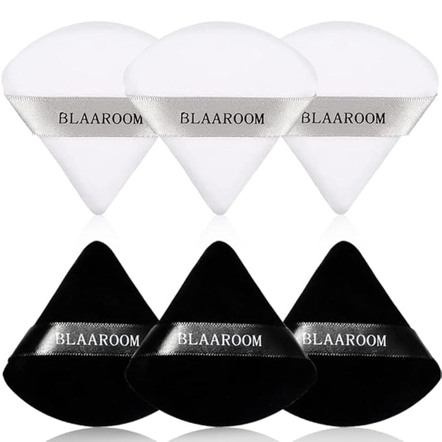 6 Pieces Soft Triangle Powder Puff Face Makeup Velour for Loose Powder Mineral Powder Body Powder Wet Dry Cosmetic Foundation Sponge Makeup Tool
