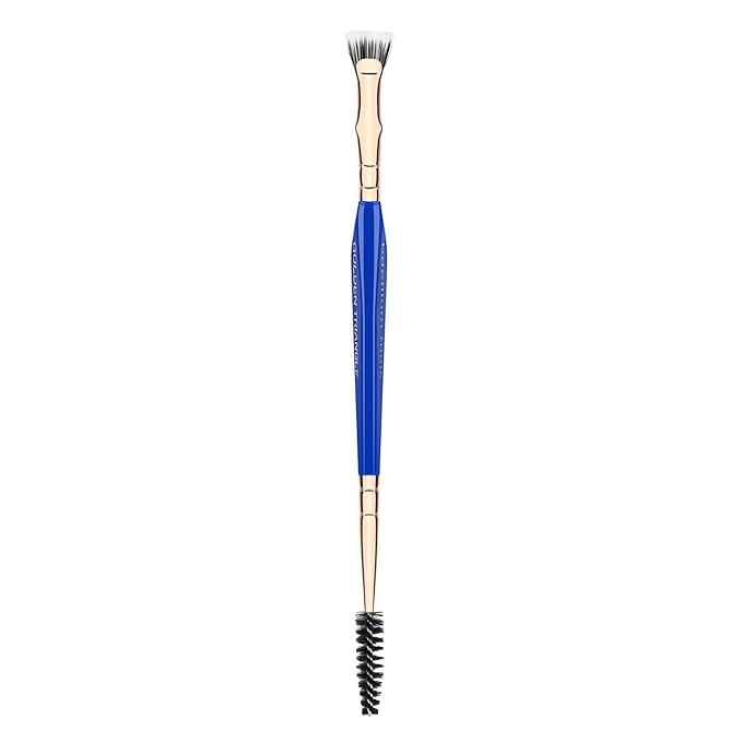 Bdellium Tools Professional Makeup Brush - Golden Triangle 728 Double-ended Bent Lash Fan/Spoolie - With All-Vegan Synthetic Fibers, For Achieving Clean, Clump-free Mascara Application (Blue, 1pc)