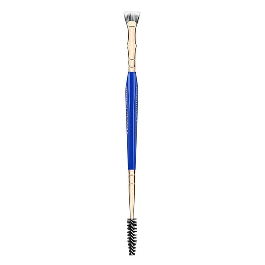 Bdellium Tools Professional Makeup Brush - Golden Triangle 728 Double-ended Bent Lash Fan/Spoolie - With All-Vegan Synthetic Fibers, For Achieving Clean, Clump-free Mascara Application (Blue, 1pc)