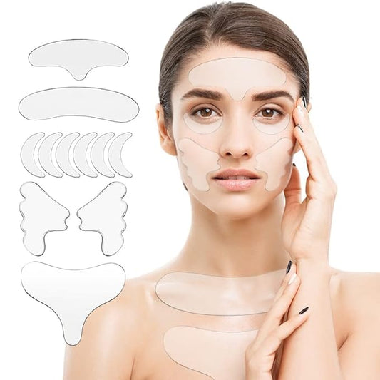 Wrinkle Patches for Face, Neck, Chest, Forehead, Under Eye & Nasolabial Folds – Reusable Facial Silicone Pads for Anti Wrinkle Treatment, Fine Lines Smoothing, Firming & Hydrating Skincare, 11 Pcs
