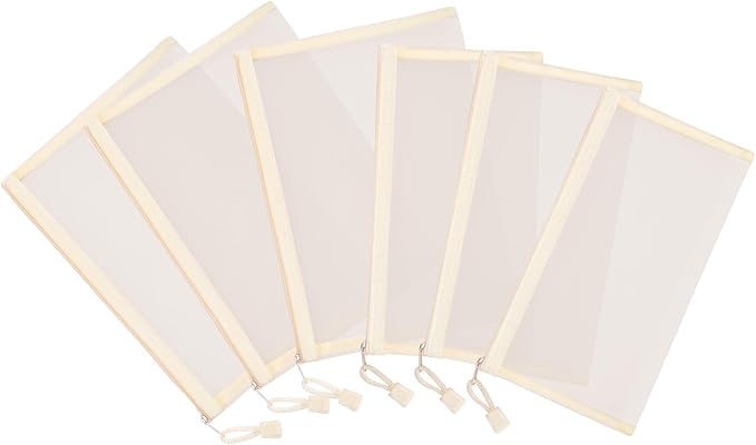 12 Pieces Zipper Nylon Mesh Pouch, Mesh Cosmetic Bags Makeup Bags Pencil Case, Multipurpose Travel Bags for Cosmetic School Office Supplies and Travel Accessories (Beige, A5+B6)