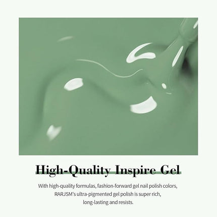 RARJSM Sage Green Gel Nail Polish Sage Gray Gel Nail Polish 1PCS 15ML Green High Pigment GelPolish Soak off UV LED Curing Required Nail Art French Manicure Salon DIY at Home