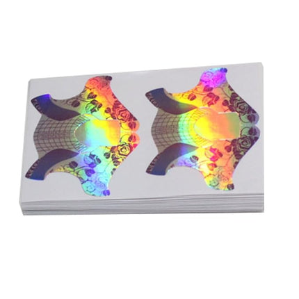 FingerAngel 100Pcs Nail Tips Laser Nail Forms Gel Polish Extension Forms Acrylic Tips Nail Art Decoration DIY Nail Gel Curl (LASER SILVER)