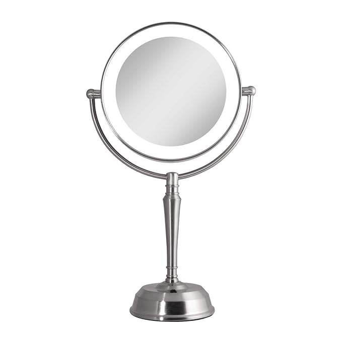 Zadro 11" Rechargeable LED Lighted Makeup Mirror with Magnification 10X/1X Tall 19" Desk Mirror with Lights USB Charging Port