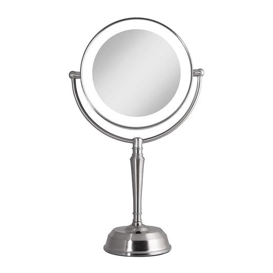 Zadro 11" Rechargeable LED Lighted Makeup Mirror with Magnification 10X/1X Tall 19" Desk Mirror with Lights USB Charging Port