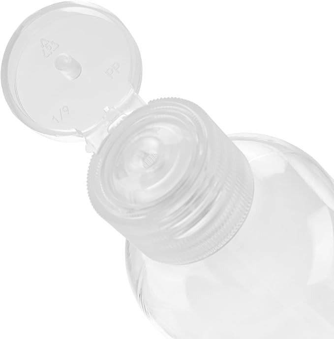 MOUYAT 50 Pack 4oz Clear Plastic Flip Cap Bottles, 120ml Empty Squeeze Travel Bottles, Mini Refillable Flip Cap Travel Size Sample Containers for Lotion, Cream and Toiletries