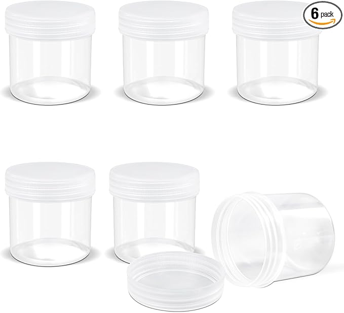 ASEVAT 6 Pack Airtight Plastic Jars, Leak-Proof Travel Size Jar | Refillable Cosmetic Containers for Creams, Lotions, TSA-Approved Clear Jars with Secure Lids (clear)