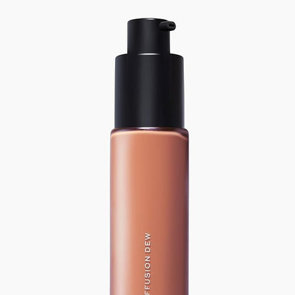 MAKE Beauty Diffusion Dew Skin Tint. Sheer to Medium Coverage Radiant Finish. Blurring, Smoothing, and Brightening for Glowing Complexion. Enhanced with Niacinamide and Adenosine. Hazelnut 16