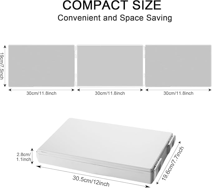 Vanexiss Rechargeable 3 Way Mirror for Hair Cutting, Real Glass Adjustable Trifold Mirror with 3 Color Temps LED Light & Telescoping Hooks for Makeup, Shaving & Styling(White)