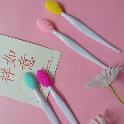 4 PCS Lip Scrub Brush,Double-Sided Silicone Exfoliating Lip Brush Exfoliating Brush for Men Wome Double-sided Soft Lip Brush for Smoother and Fuller Lip Appearance