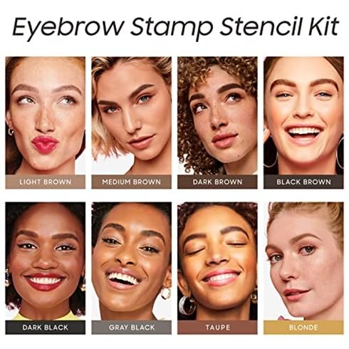 Eyebrow Stamp Stencil Kit - Eye Brow Stencil Kits with Eyebrow Blush, Long-lasting Waterproof & Smudge-Proof Eyebrow Shaping Kit with 24 Reusable Eyebrow Stencils for Perfect Brow (Blonde)