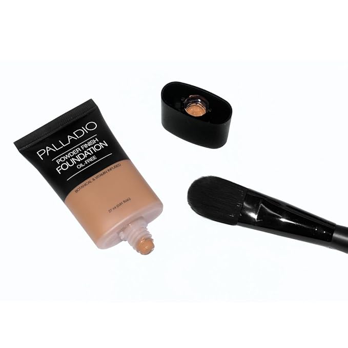 Palladio Foundation Brush, Flat Tapered Brush, Liquid and Cream Foundations, Flawless Blending, Smooth Finish, Synthetic Natural Bristles, Soft Feel, Comfortable Grip, Professional Application