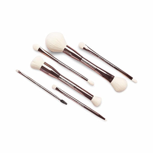 Luxury Dual Ended Makeup Brush Set, 6 Makeup Brushes, Professional & Travel Makeup Brush Set with White Leather Case, 2.5x More Vegan, Soft Bristles for Full Face Flawless Application.