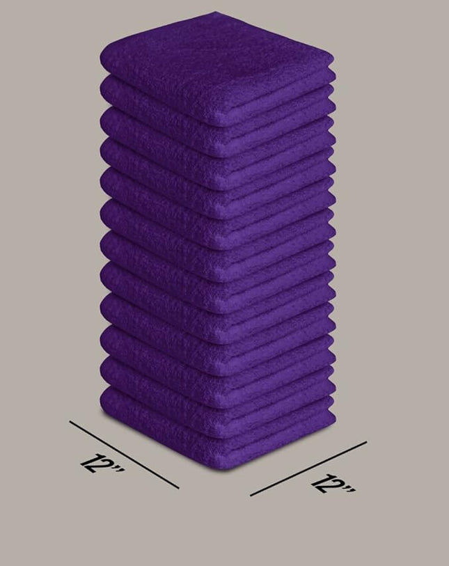 Softolle 100% Cotton Ring Spun Wash Cloths – Bulk Pack of Washcloths – 12x12 Inches – Wash Cloth for Face, Highly Absorbent, Soft and Face Towels (Purple, 60 Pack)