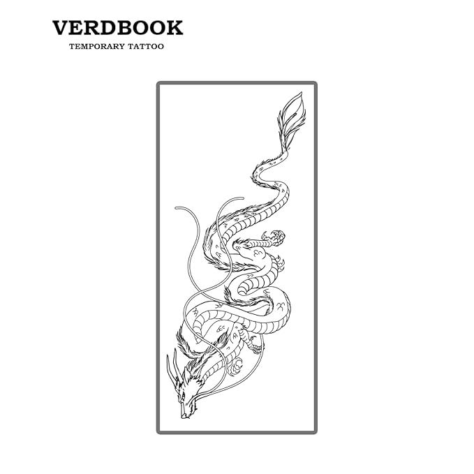 Waterproof Temporary Tattoos: 2-Sheet Tattoo Kit with Realistic Body Stickers, Semi-Permanent Tattoos for Adults Lasting 7-15 Days – Safe for Men & Women, Traditional Dragon Pattern