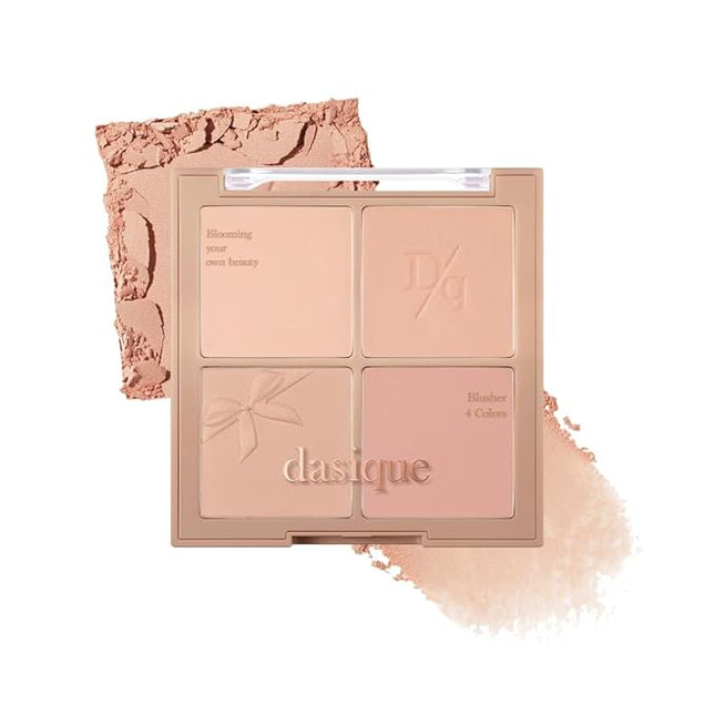 Dasique Blending Mood Cheek #10 Muted Nuts | 4 Blendable Shades in Lighteight Smooth Powder | Vegan | Korean Makeup | Blush