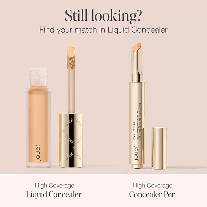 Jouer Essential High Coverage Liquid Concealer - Brightening Concealer - Color Corrector for Under Eye Dark Circles, Spot Coverage, and Eye Primer - Soft Matte Finish, Chiffon