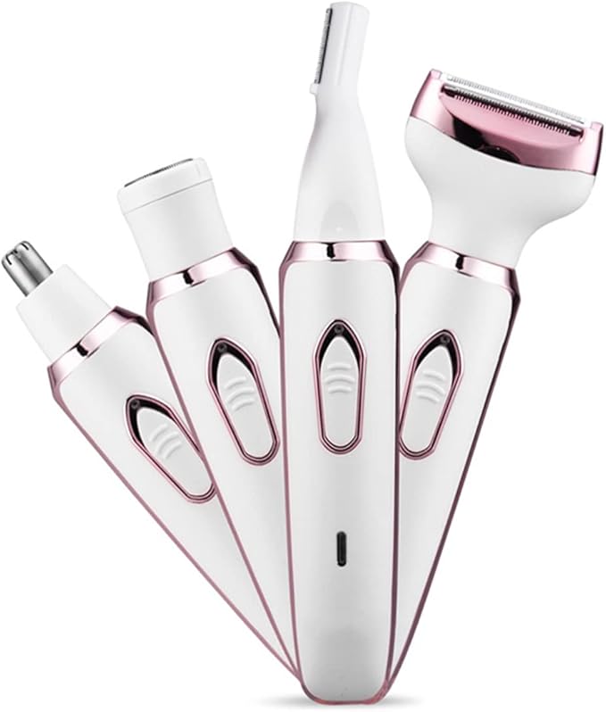 Electric Razor for Women,Hair Trimmer for Face Nose Eyebrow Beard Mustache Arm Leg Armpit Bikini,Painless Rechargeable Portable 4 in 1 Womens Body Shavers Set