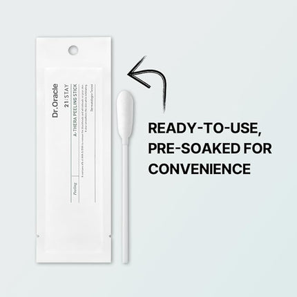 DR.ORACLE 21 Stay A-Thera Peeling Stick for Sensitive Skin - AHA, BHA, Tea Tree Oil, Exfoliating Swabs for Blackheads, Whiteheads, Enlarged Pores, Korean Skincare, Dermatologist Tested, 1Pack of 10ea