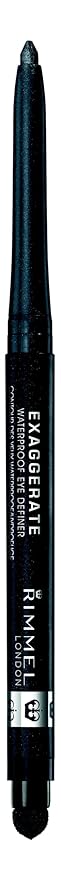 Rimmel London Exaggerate Waterproof Eye Definer Eyeliner, Highly Pigmented, Long-Wearing, Built-In Smudger, 264, Earl Grey, 0.01oz