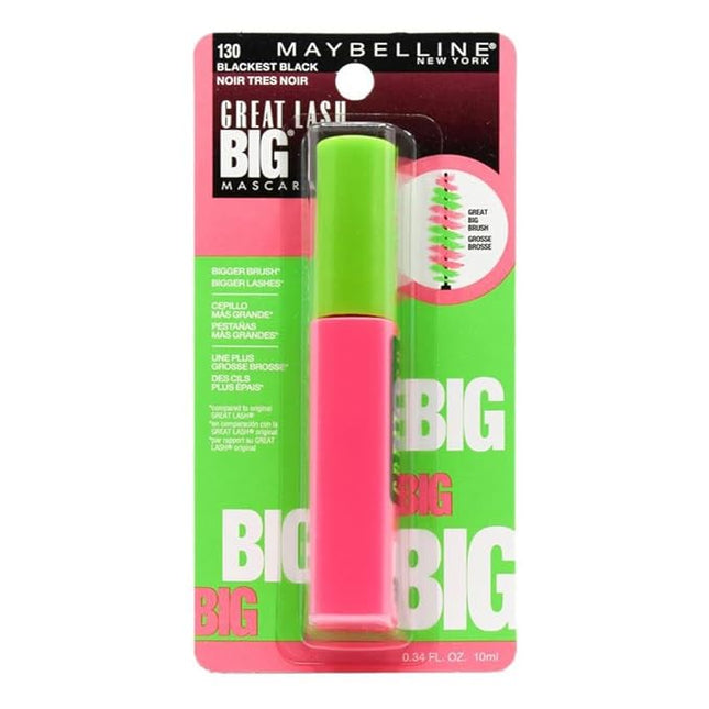 Maybelline New York Great Lash Big Washable Mascara, Blackest Black 130, 0.34 Fluid Ounce