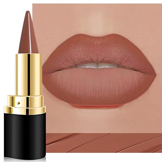 Kaely Brown Gradient Matte Lipstick Lip Liner Pencil for Women, 2in1 Flawless Contour Gradual Ombre Effect Lip Pencil Makeup Waterproof, labiales mate 24 horas originales, 14