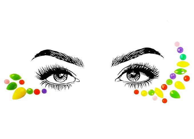 6 Pcs Halloween Noctilucent Glow Face Gems, Night Glow Face Jewels for Party and Festival, Fluorescence Rhinestone Face Stickers