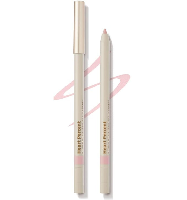 Heart Percent Dote On Mood Gel Eyeliner Pencil – Long-Lasting Waterproof Smudge Proof Smooth Retractable, Aegyo Sal Makeup, Under Eye Highlighter with Built-In Sharpener, #12. Light Pink