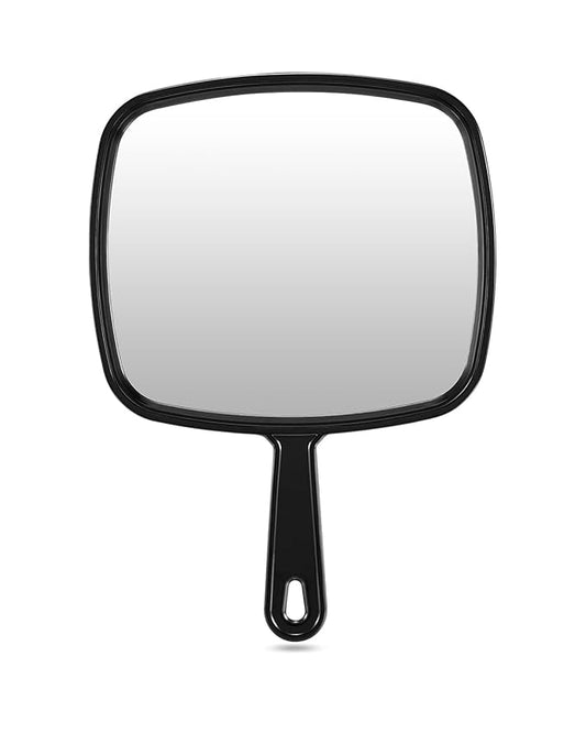 PROTECLE Extra Large Hand Mirror, Salon Barber Hairdressing Handheld Mirror with Handle (Square Black 9" x 12.4")