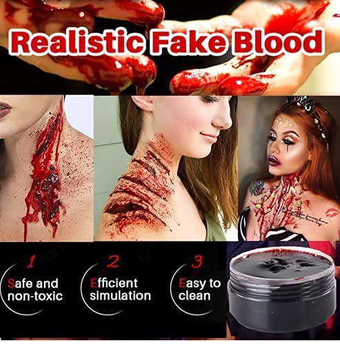 Mysense Liquid Latex Scar Wax SFX Makeup Kit for Fake Scars Wounds Burns Clown Zombie With 6 Color Wheel Face Body Paint Stage Blood Coagulated Blood Gel and Spatula Sponges Q-tips