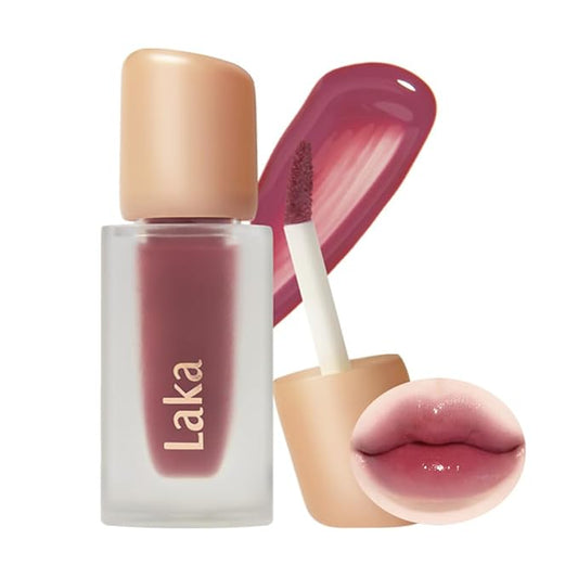 Laka Fruity Glam Tint, 4.5g/0.15 oz., Glowing Lip Stain with Wide Color Spectrum, Hydrating & Lightweight Texture, Long-Lasting Bold Stain, Non-Sticky, Vegan, K-Beauty (#102 Dewy)