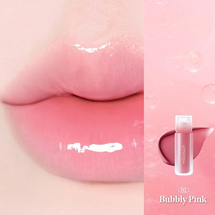 MILKTOUCH Dew Stain Sheer Lip Gloss Stocking Stuffers, Christmas Gifts (02 Bubbly Pink, 0.14 Fl Oz (Pack of 1))