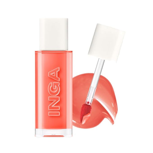 INGA Water Glow Lip Tint | Hydrating, Glossy Korean Lip Tint with Sheer Color & Glass-Like Shine | Long-Lasting, Non-Sticky Korean Lip Stain (FLOW)