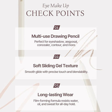 Heart Percent Dote On Mood Gel Eyeliner Pencil – Long-Lasting Waterproof Smudge Proof Smooth Retractable, Aegyo Sal Makeup, Under Eye Highlighter with Built-In Sharpener, #04. Gray Beige