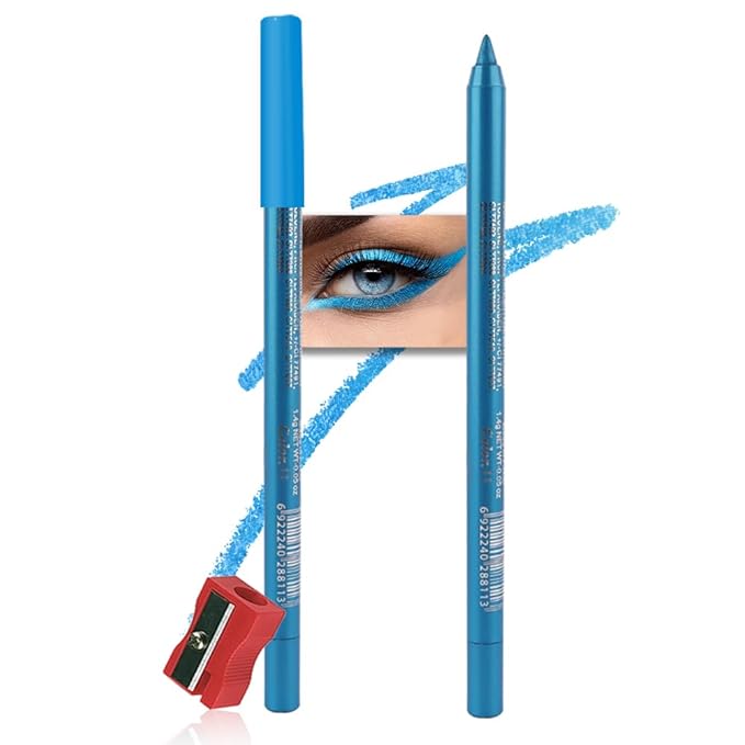Kaely Gel Eyeliner Pencil for Women, Sea Blue Eye Liner Waterproof Smudge Proof with Sharpener, Waterline Eye Makeup Liners, delineador de ojos contra el agua, Vegan & Cruelty-Free, 11