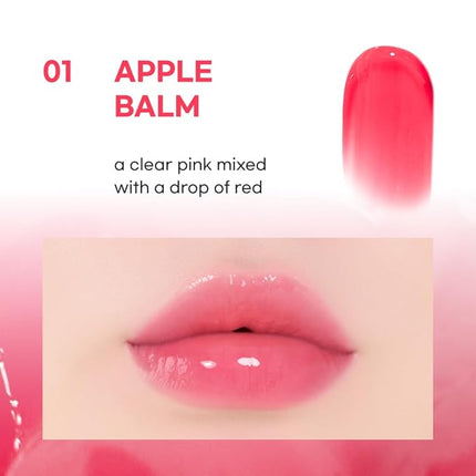 AOU GLOWY CHONKY TINT BALM 01 Apple Balm with Built-in Silicone Applicator - Mess-Free, Hygienic Design, Natural Gloss, Instant Hydration for Chapped Lips 0.12Oz