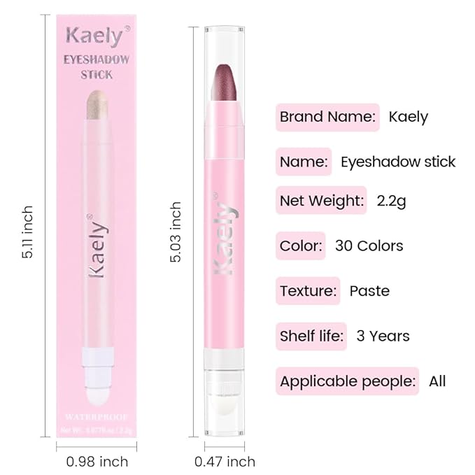 evpct 1Pcs Orchid Shimmer Cream Eye Shadow Brightener Sticks for Eyes Waterproof Pigmented, Double Ended Cream Eyeshadow Stick Pencil Pen with Applicator, Eye Shadow Palette Highlighter Makeup 26