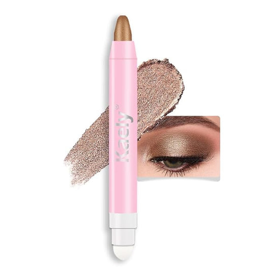 Kaely 2in1 Cream Eye Shadow Brightener Sticks for Eyes, Pencil Eyeshadow Applicator Stick Waterproof Pigmented, Eye Shadow Palette Highlighter Makeup, sombras para ojos, 20 Bronze Shimmer