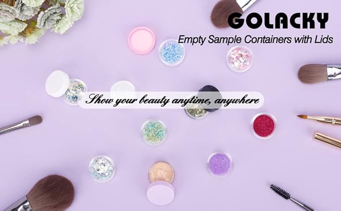 3 Gram Sample Containers With Lids, 50 Count Tiny Jars, Empty Lip Balm, Mini Cosmetic Makeup Travel Containers With Labels, Mini Disposable Spatulas